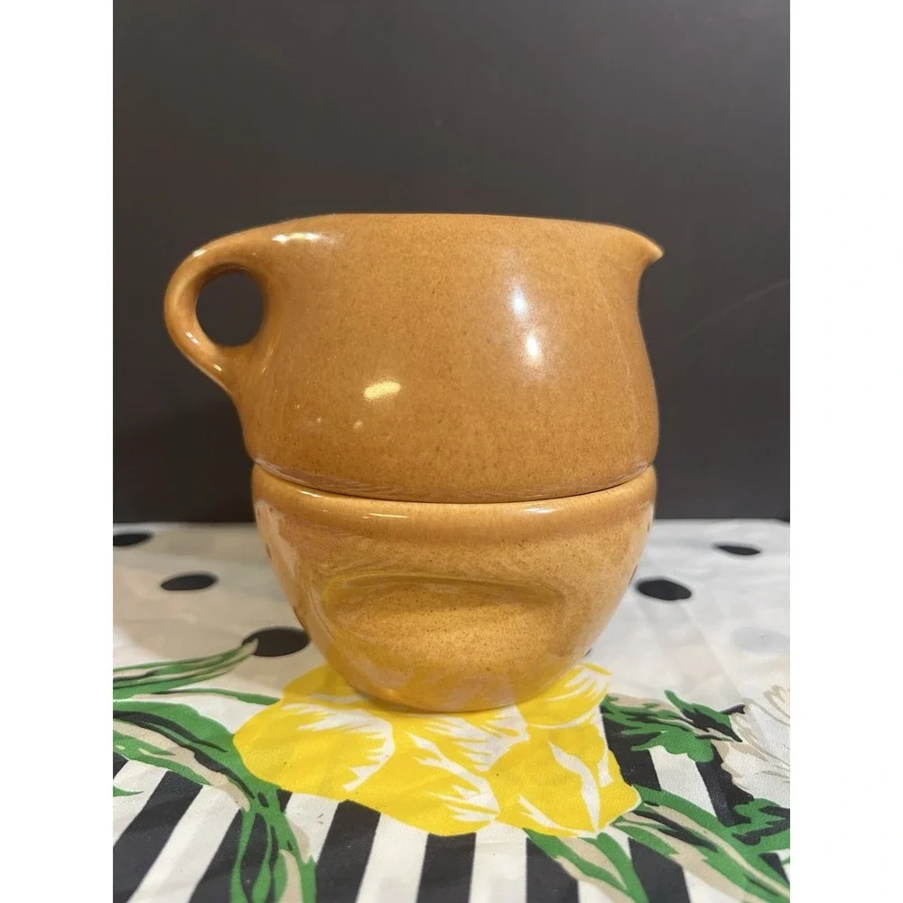 Russel Wright Casual RIPE APRICOT by Iroquois - STACKING SUGAR and CREAMER(2056)